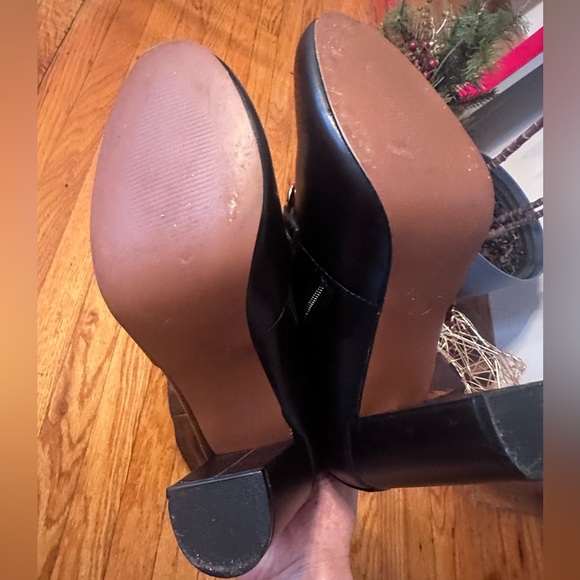 HORSEBIT BUCKLE KNEE HIGH BOOTS GOLD BUCKLE BLOCK HEEL BOOTS FAUX LEATHER VEGAN - Picture 12 of 16